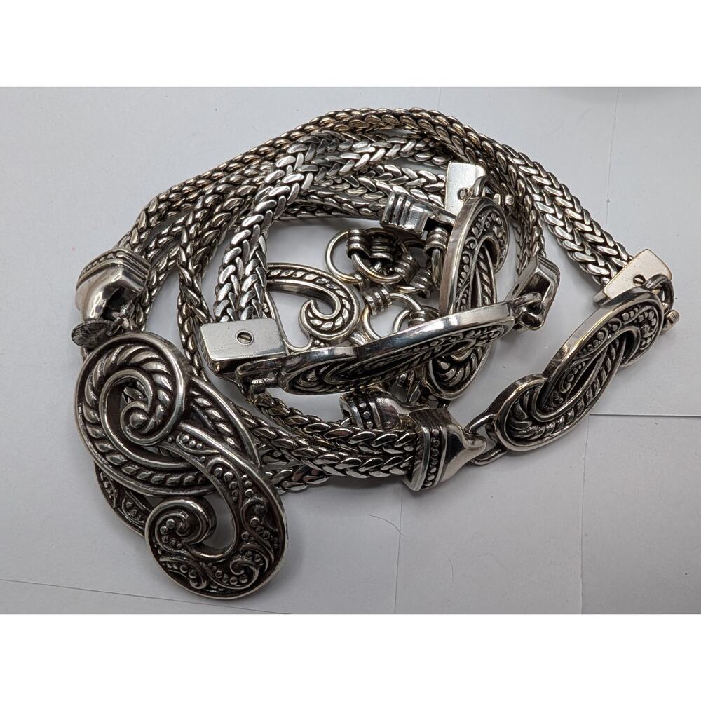 Brighton Belt Silver Bali Silvertone Double Strand L and XL avail READ